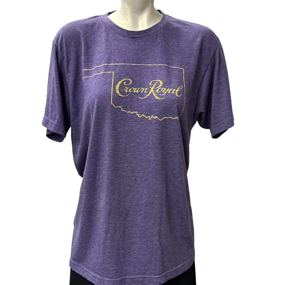 Crown Royal Oklahoma Outline Graphic T Shirt Purple Heathered Short Sleeve Sz L‎
